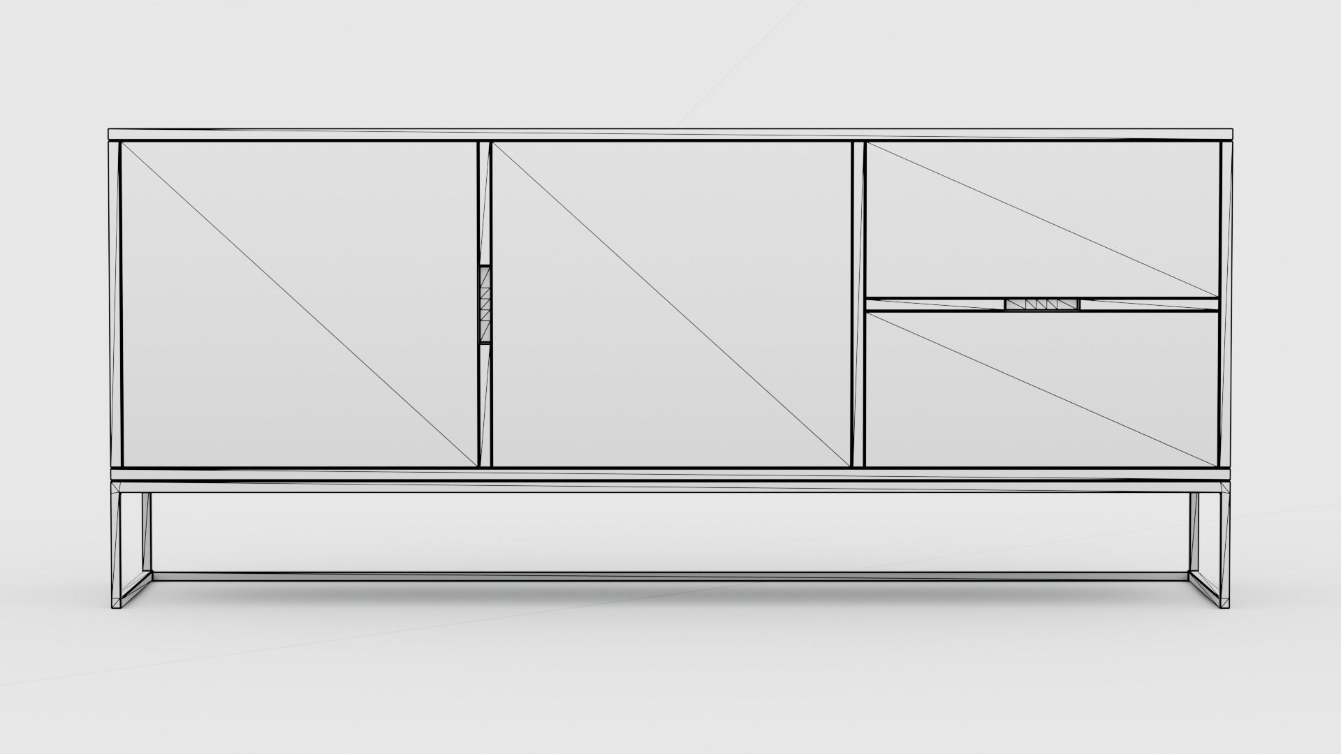 Modern Green Sideboard Low-poly 3D model_6