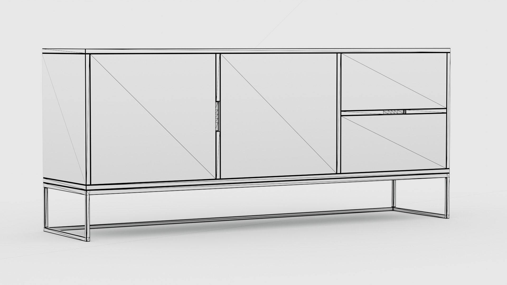 Modern Green Sideboard Low-poly 3D model_5