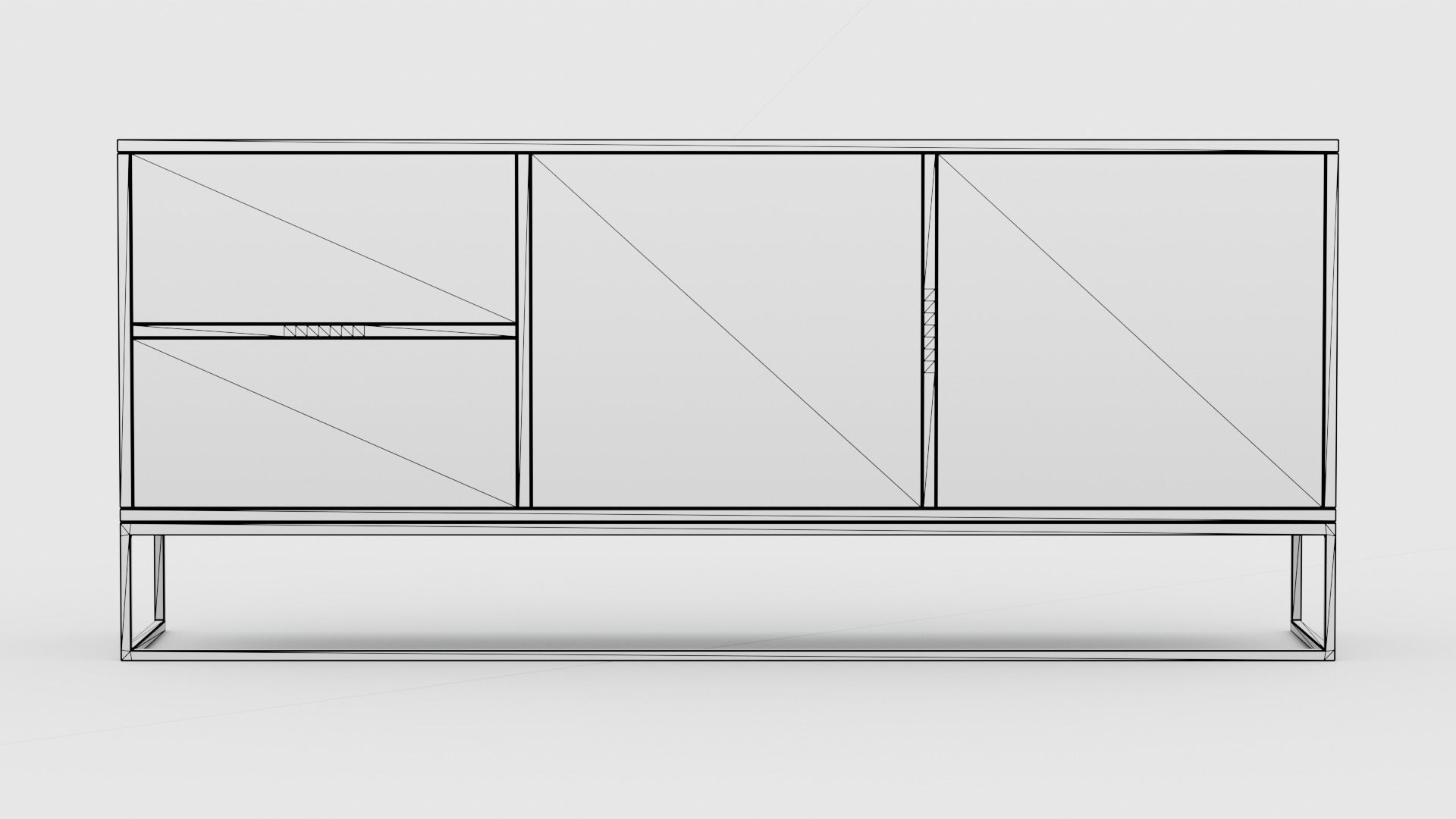 Modern Green Sideboard Low-poly 3D model_8