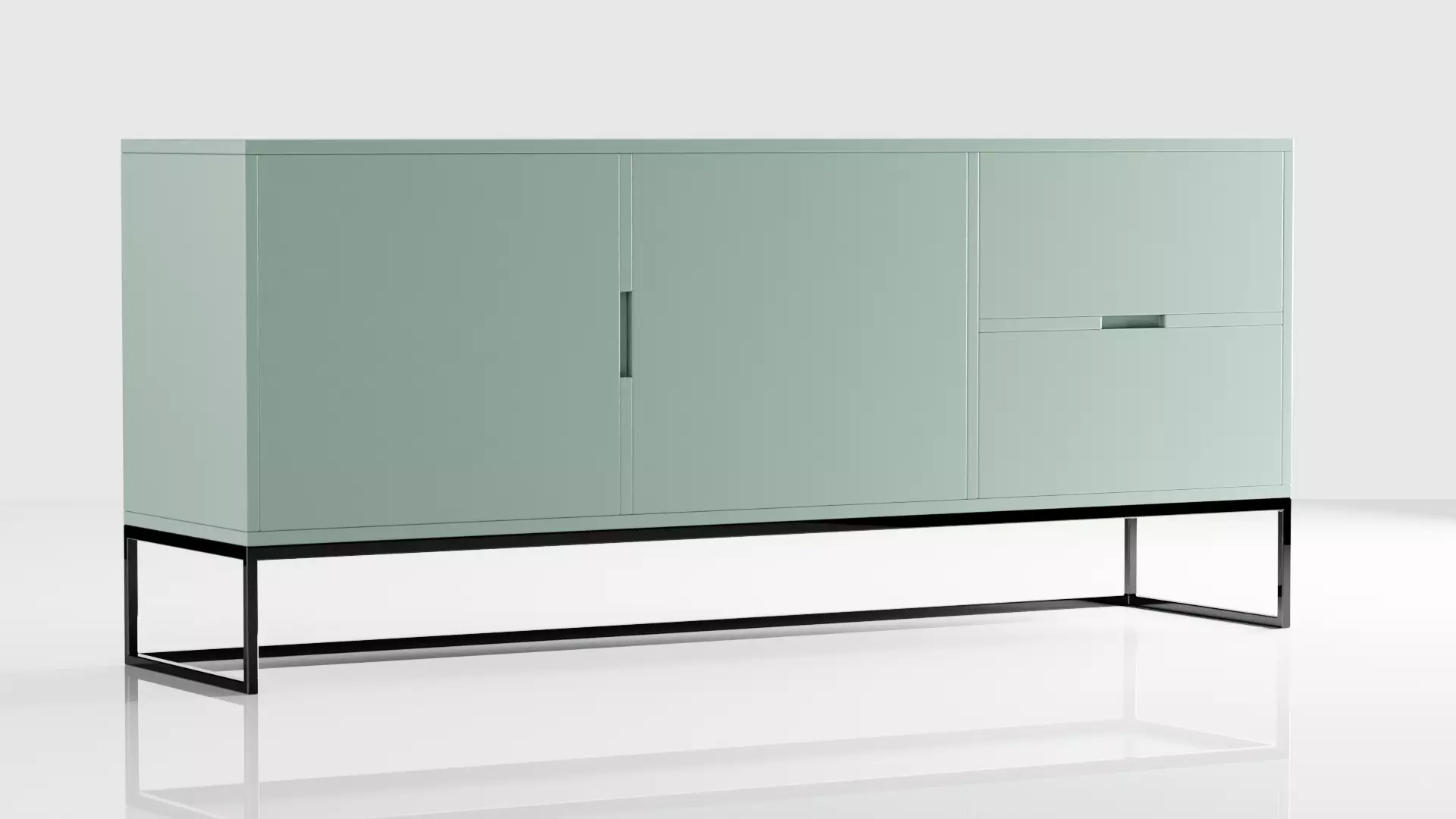 Modern Green Sideboard Low-poly 3D model_0