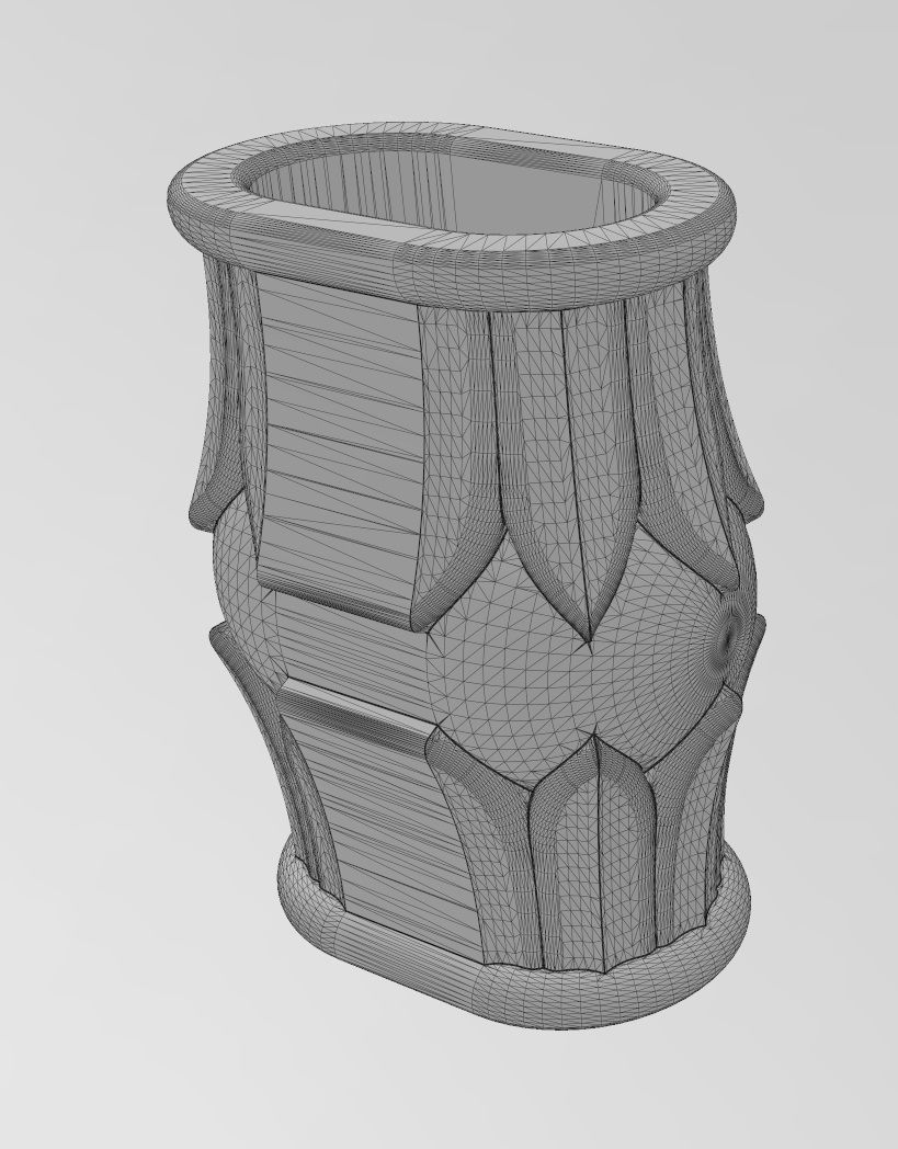 Decorative oblong lotus bead vase and urn 3D print model_13