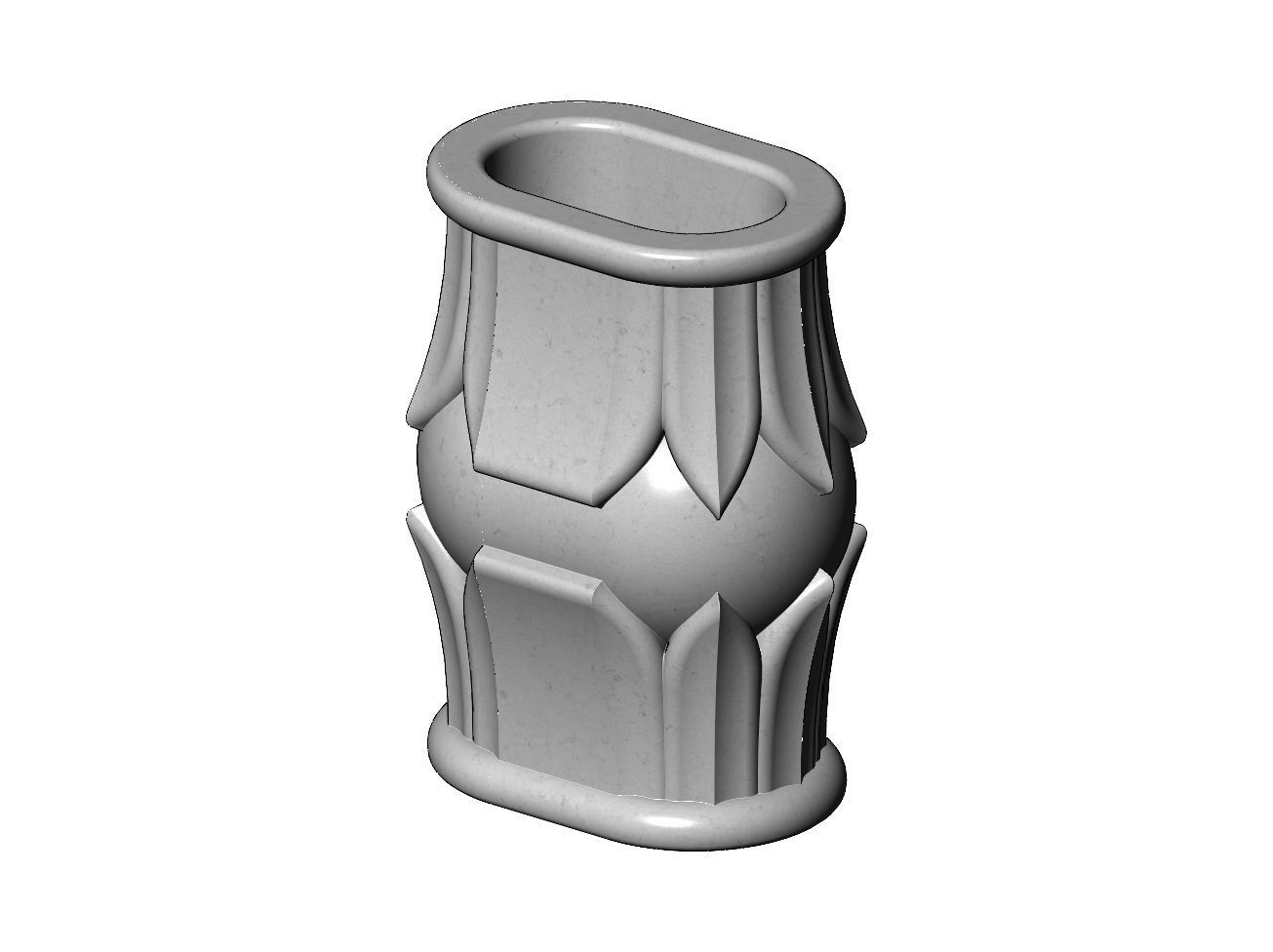 Decorative oblong lotus bead vase and urn 3D print model_12