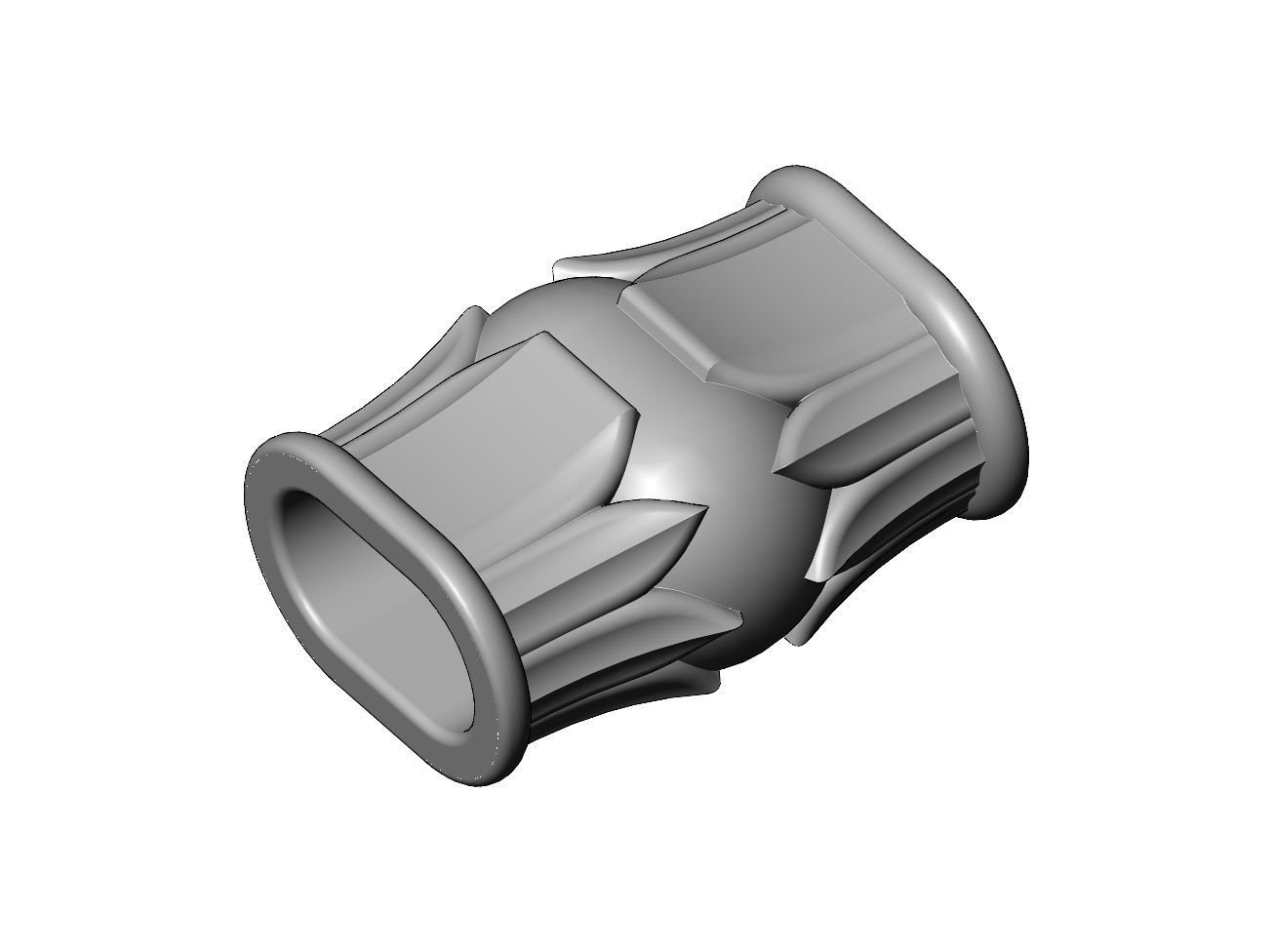 Decorative oblong lotus bead vase and urn 3D print model_4