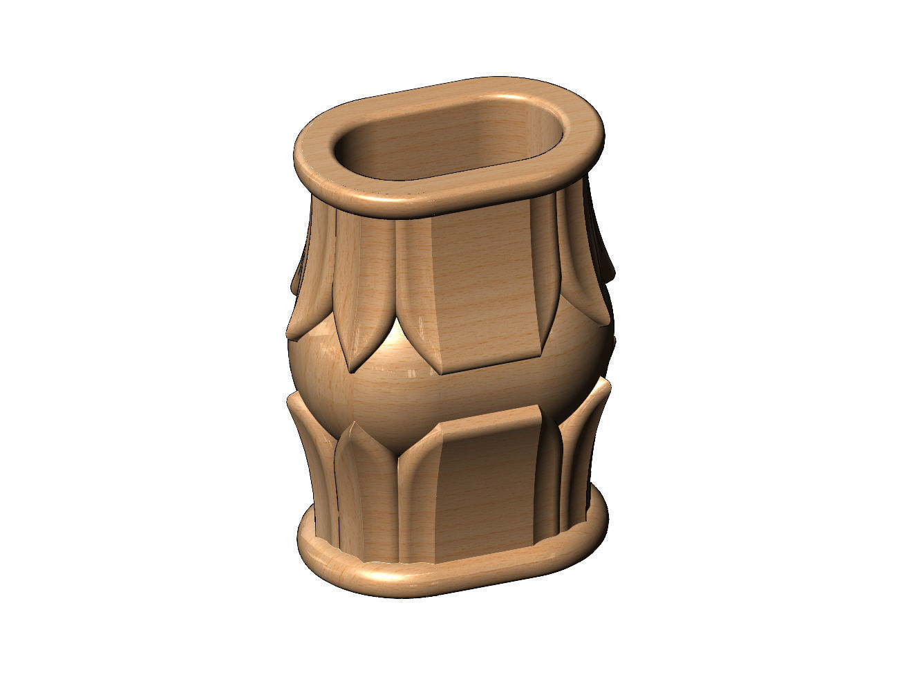 Decorative oblong lotus bead vase and urn 3D print model_17