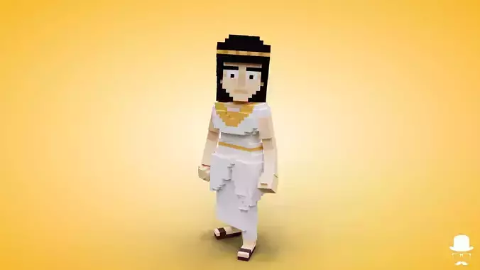 Voxel Female Slave Character - 3D Lowpoly Model Low-poly 3D model