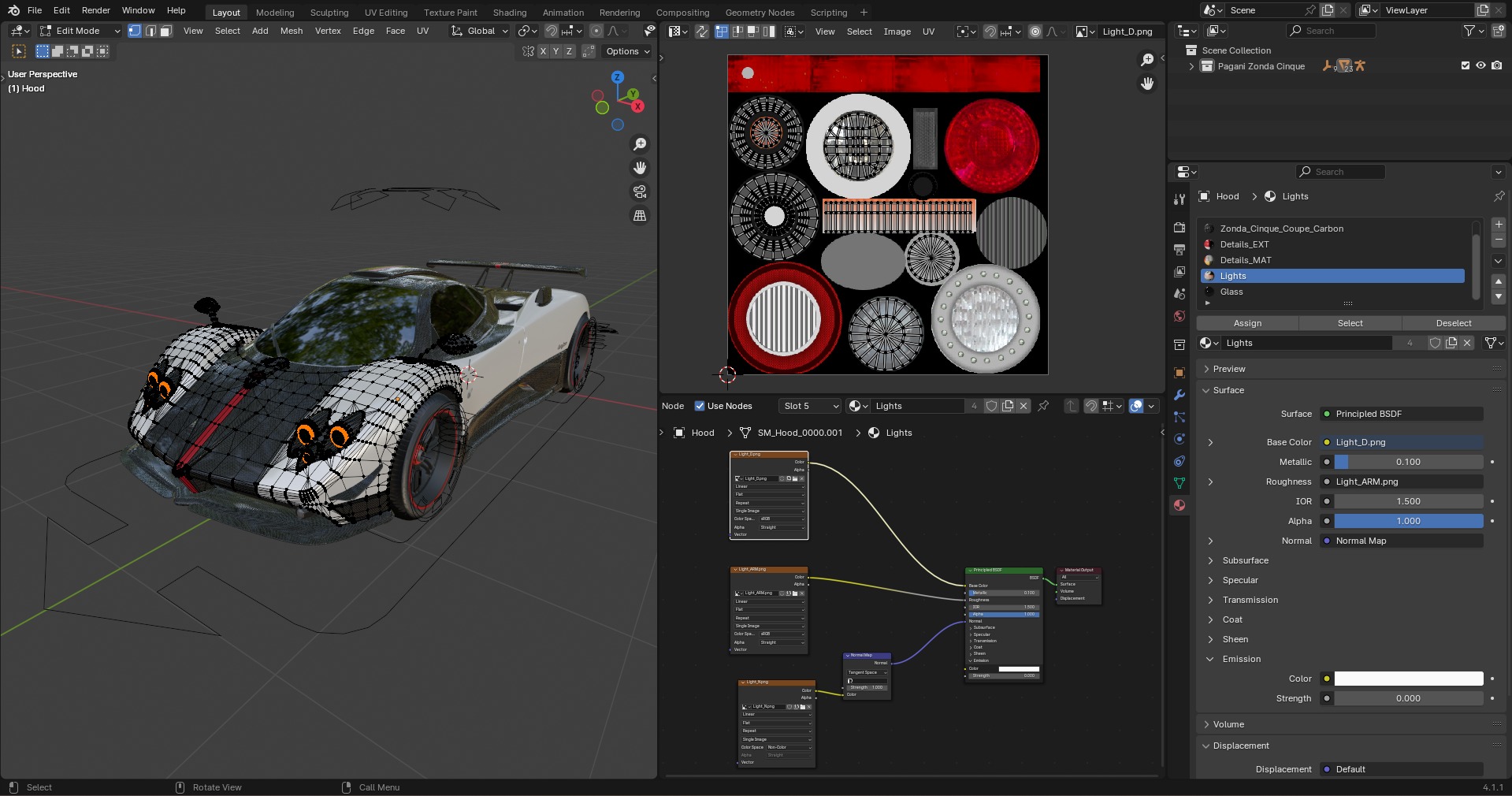 Pagani Zonda Cinque Low-poly 3D model_33