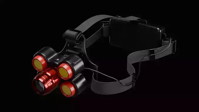 LED Headlamp Low-poly 3D model