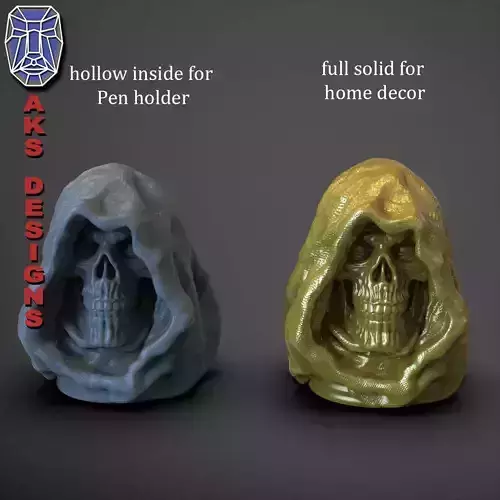 Penholder flowerpot Reaper skull v174 3D print model