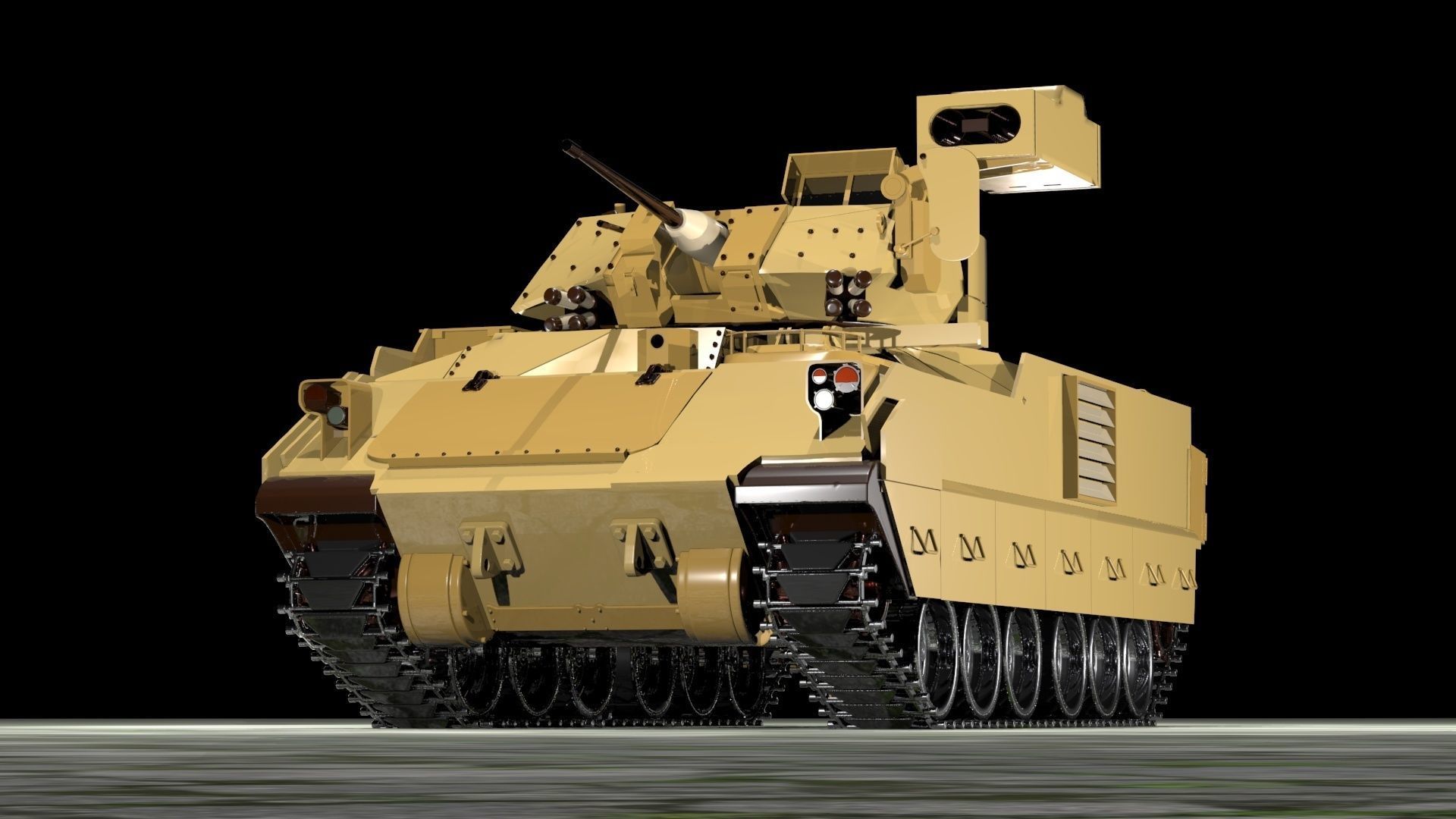 M2A2 BRADLEY ODS INFANTRY FIGHTING VEHICLE Low-poly 3D model_4