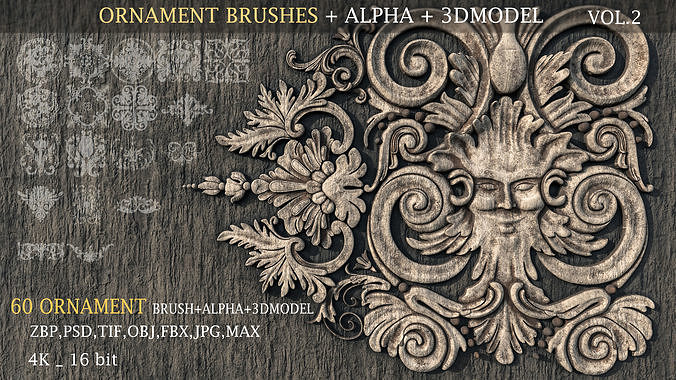 Ornament Brush-vol02 Low-poly 3D model