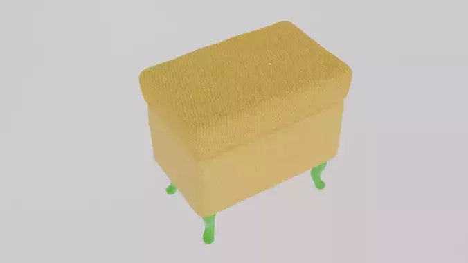 Yellow rectangular pouf with green legs