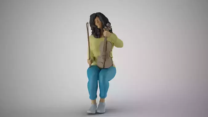 Woman Sitting with Violin 3