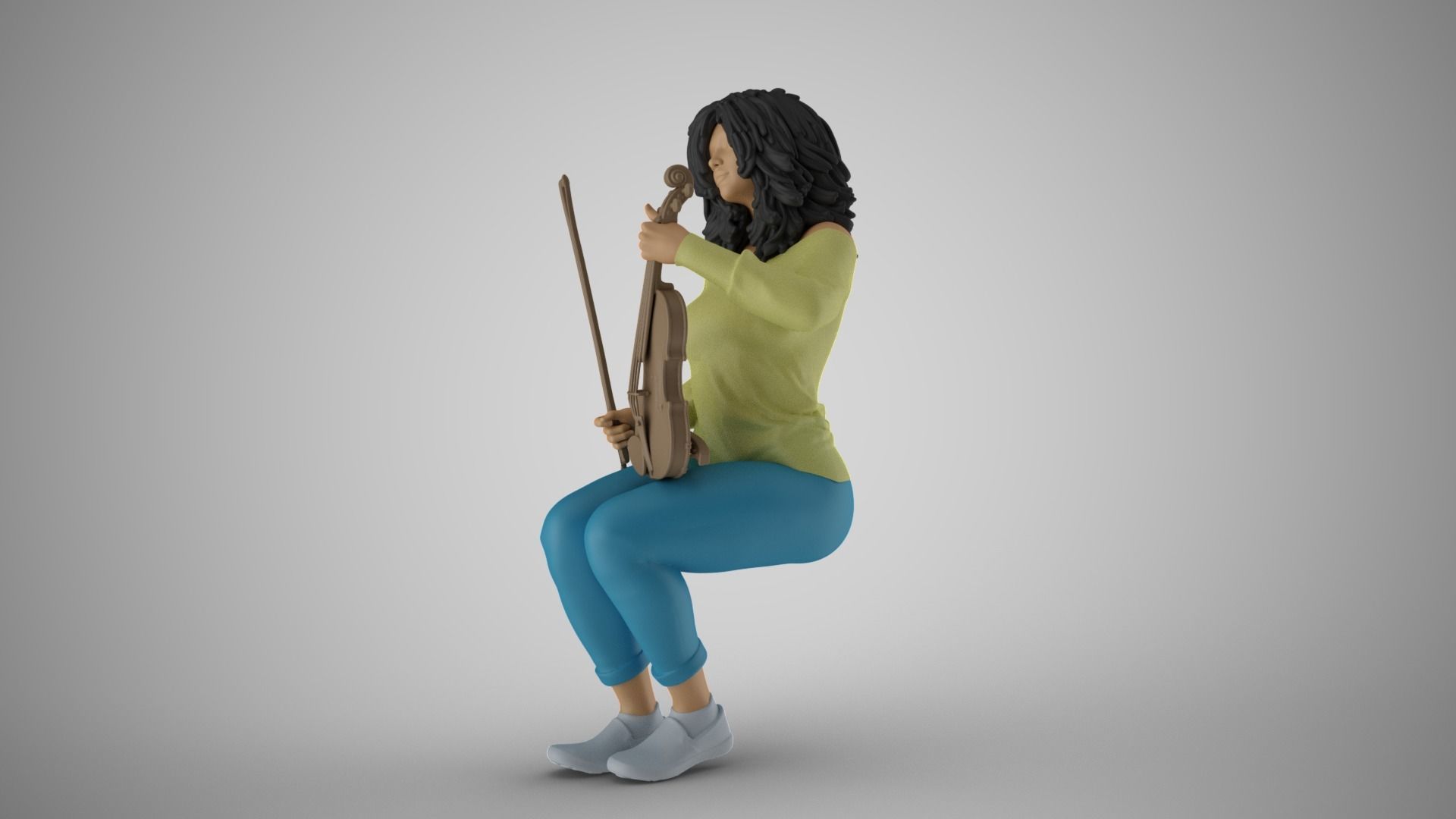 Woman Sitting with Violin 3 3D print model_16