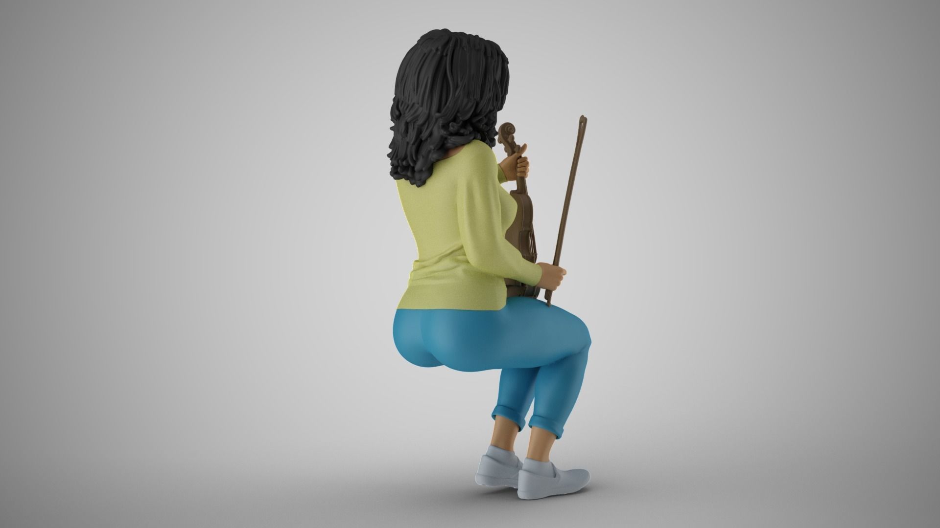 Woman Sitting with Violin 3 3D print model_15