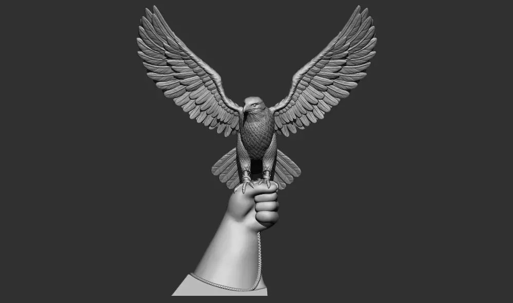 Falcon on hand 3D Printable model 3D print model_0