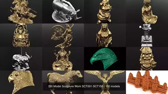 150 Model Sculpture Work SCT001-SCT150 3D Model Collection