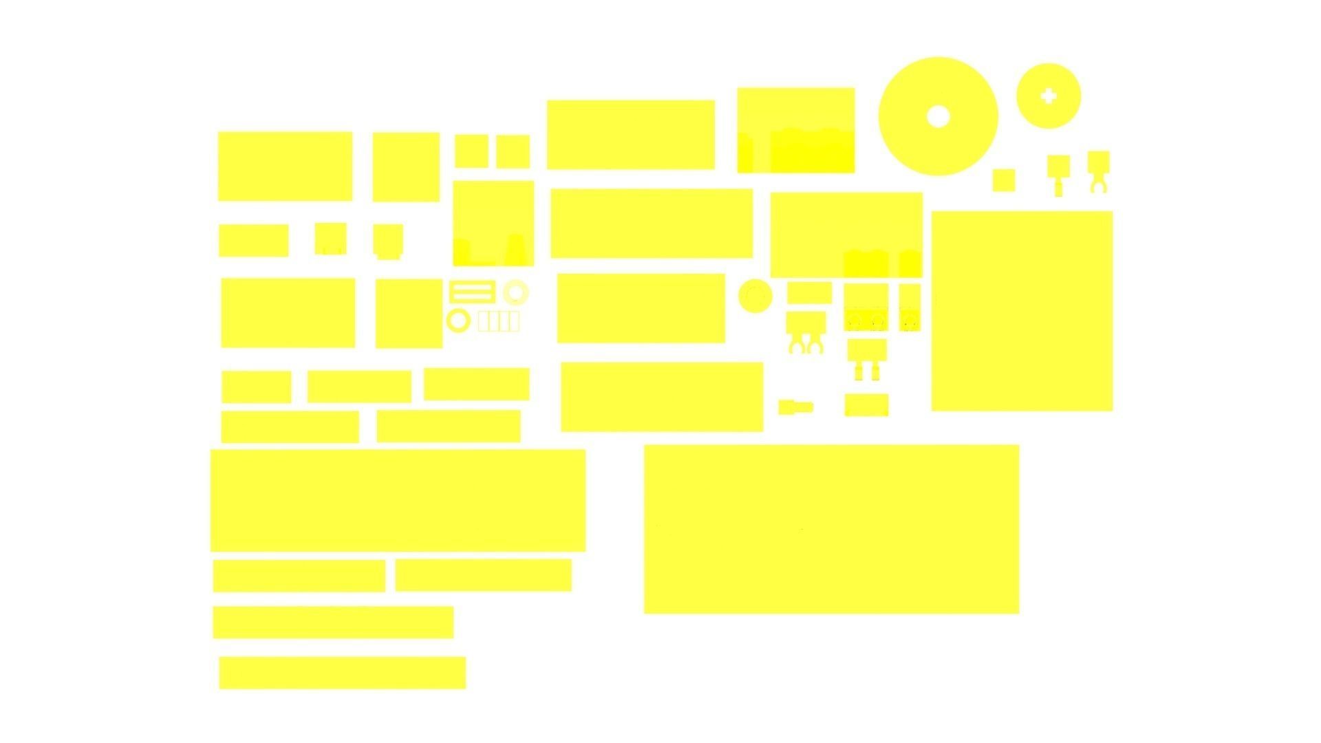 Yellow Glass Lego Bricks Set 3D model_14