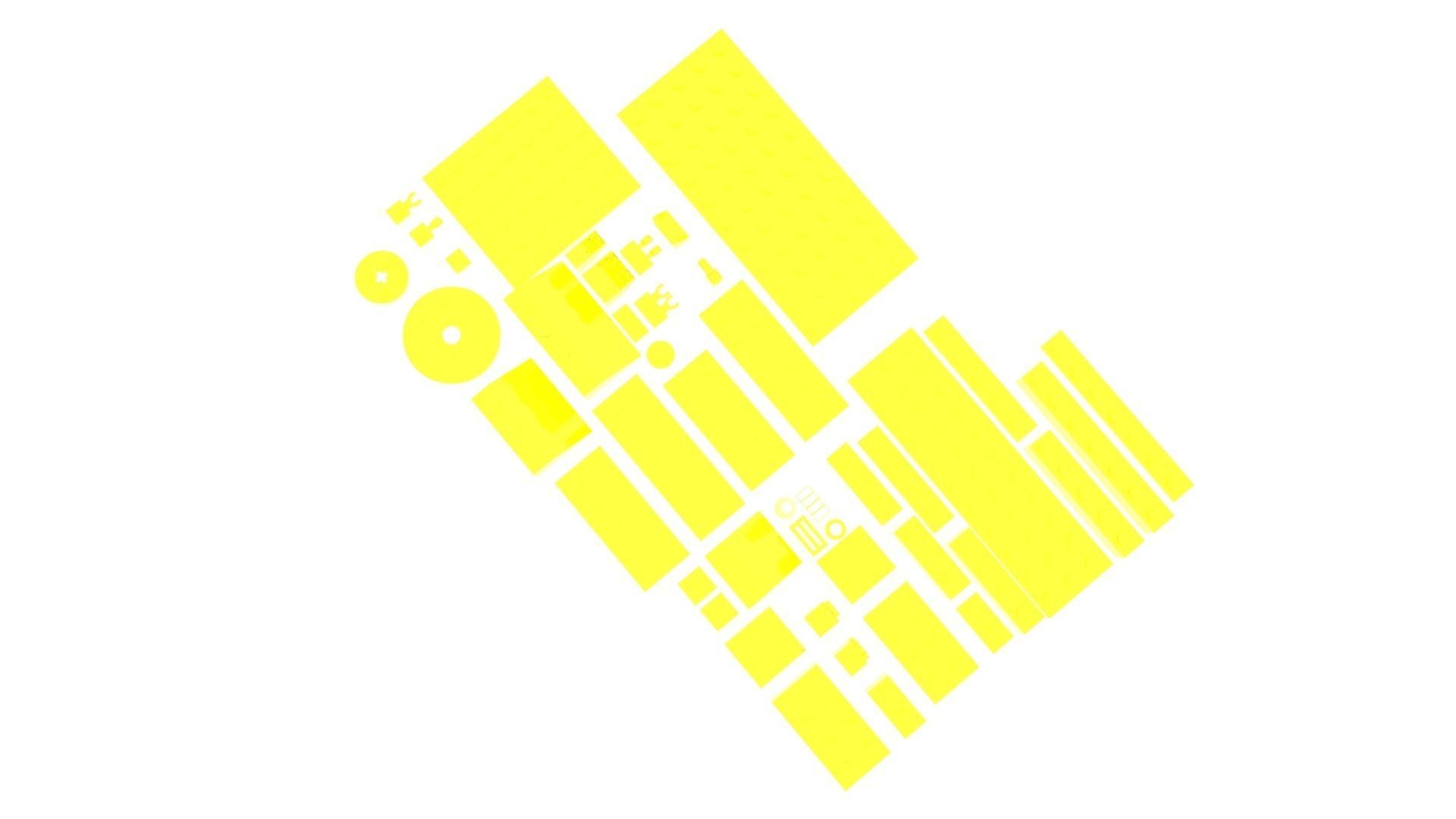 Yellow Glass Lego Bricks Set 3D model_12