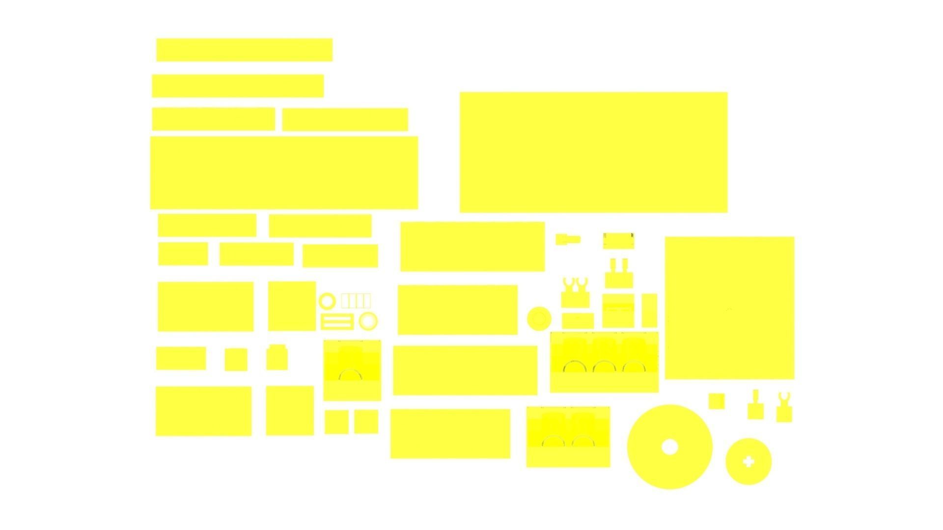 Yellow Glass Lego Bricks Set 3D model_17