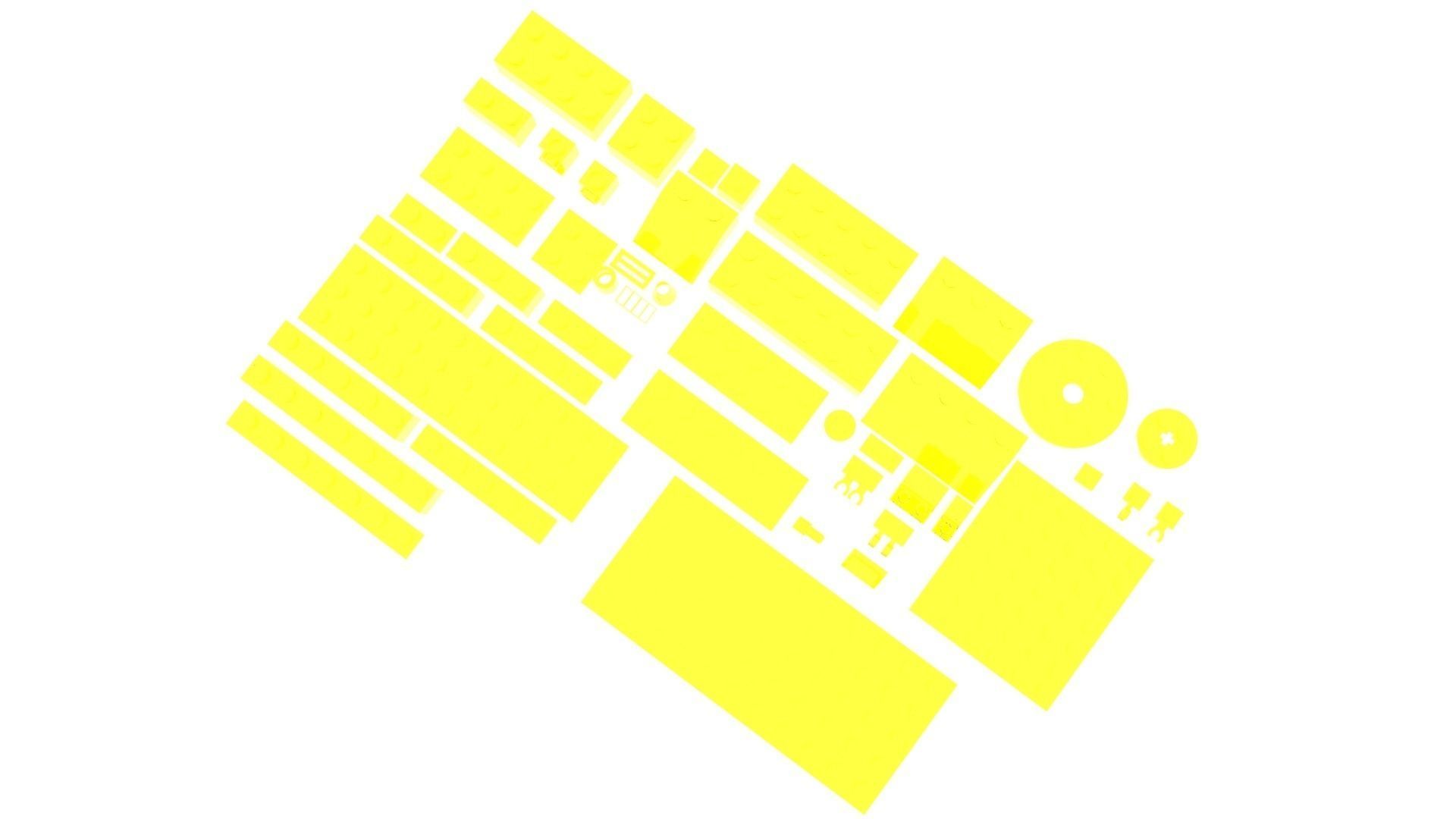 Yellow Glass Lego Bricks Set 3D model_10