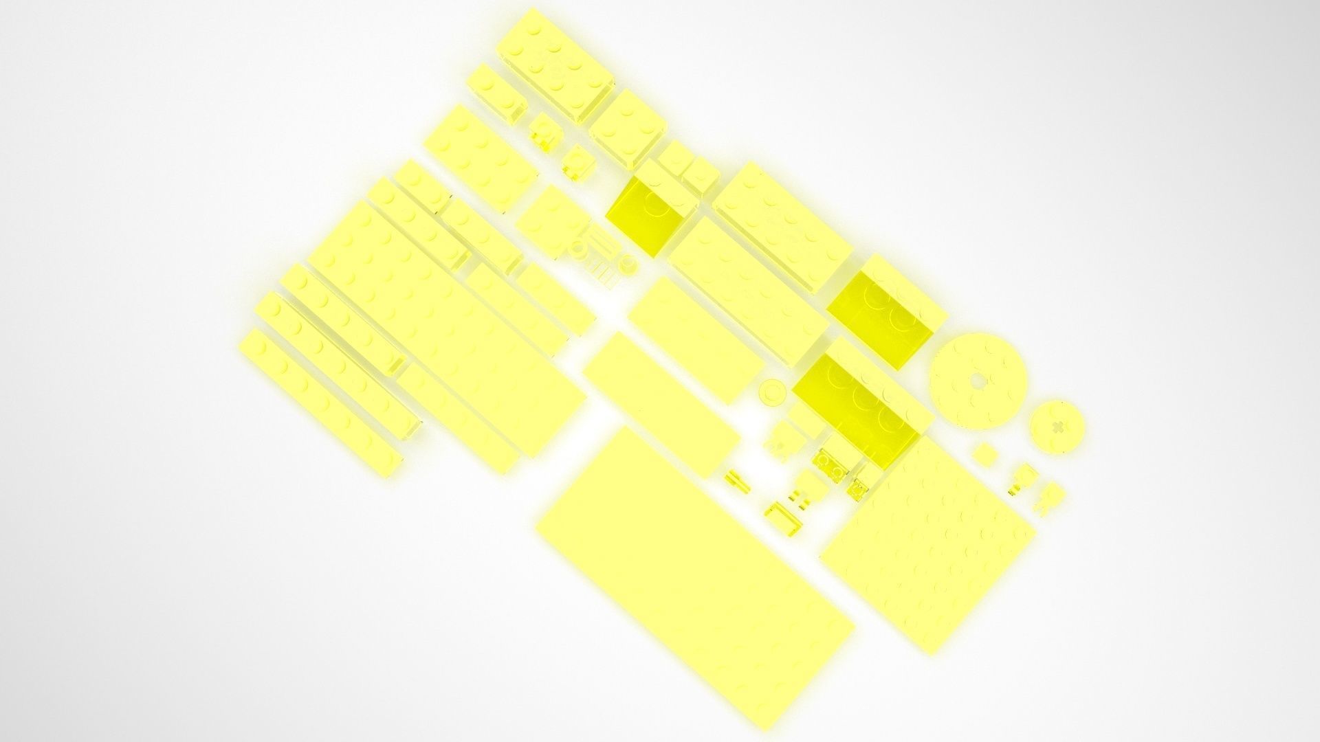 Yellow Glass Lego Bricks Set 3D model_1