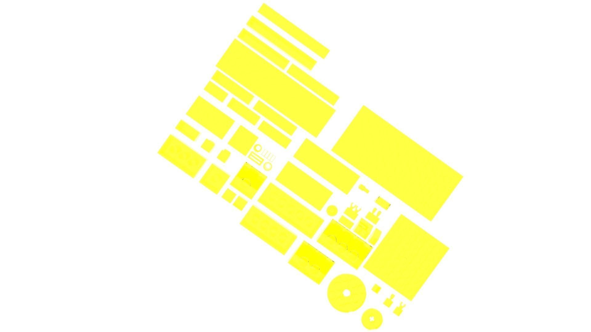 Yellow Glass Lego Bricks Set 3D model_13