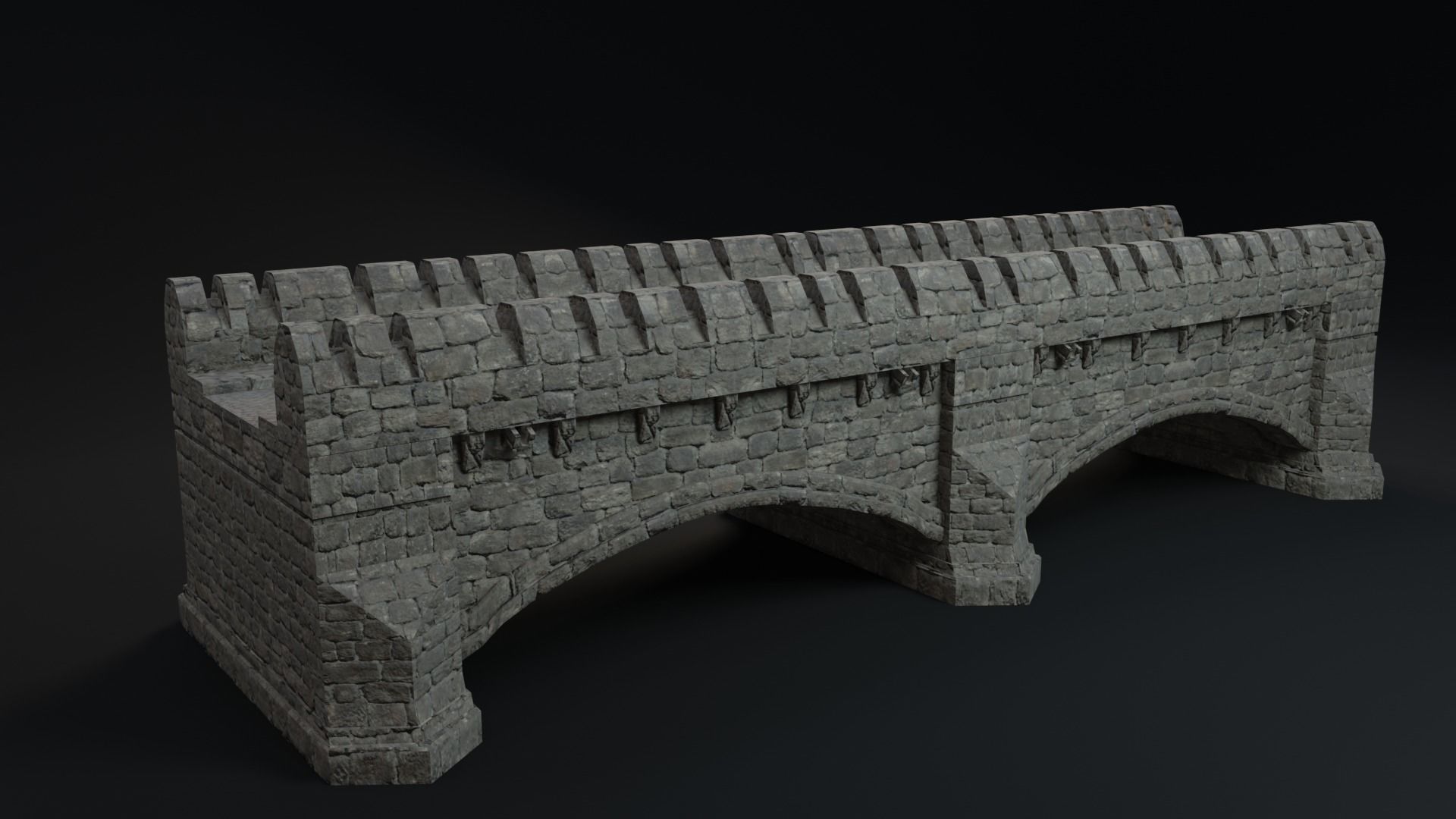 Stone Bridge Free low-poly 3D model_7