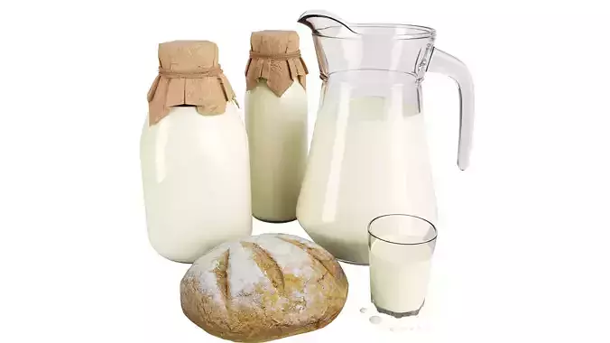 Milk with country bread