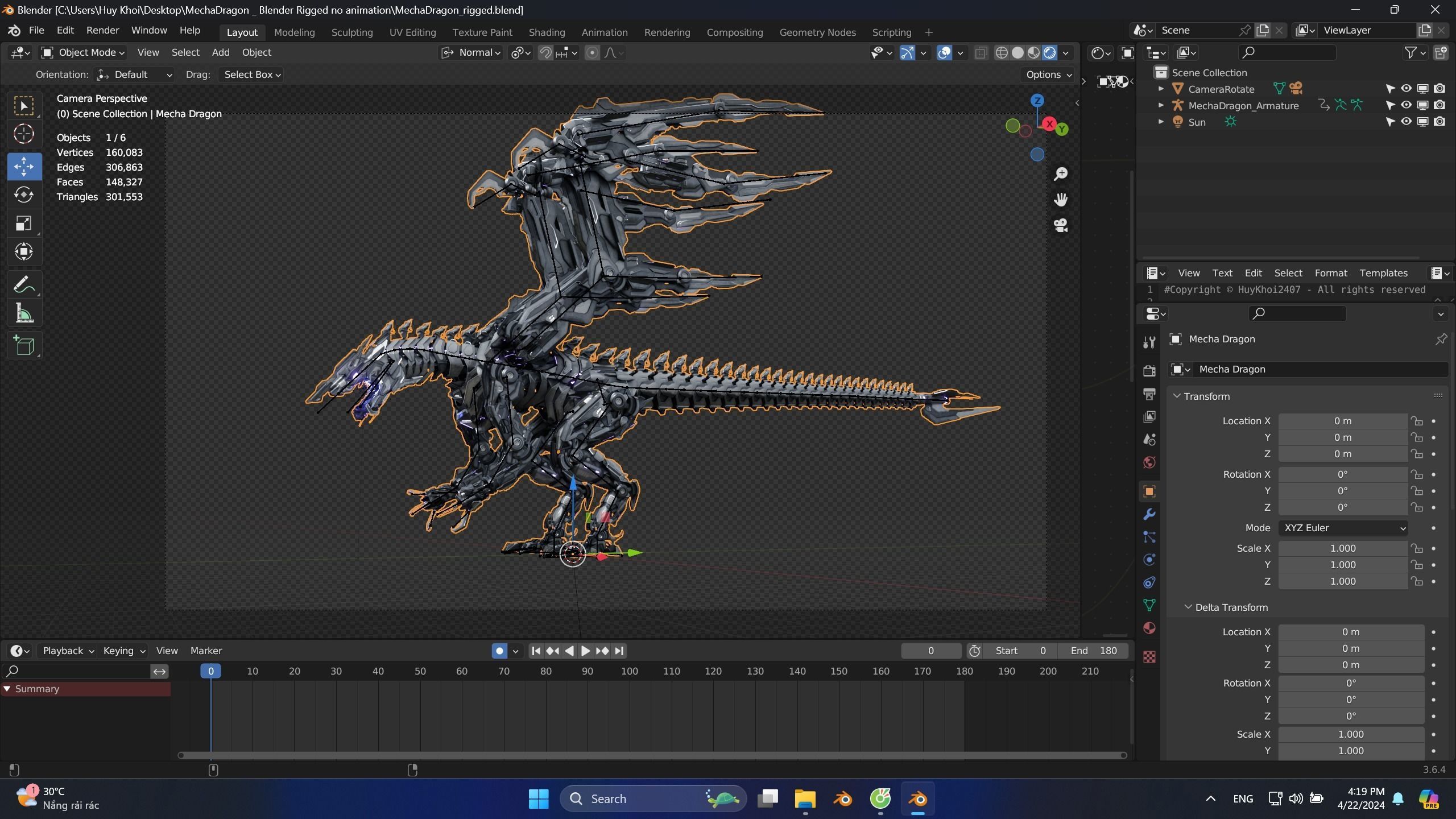 Dragon Robot Low-poly 3D model_15