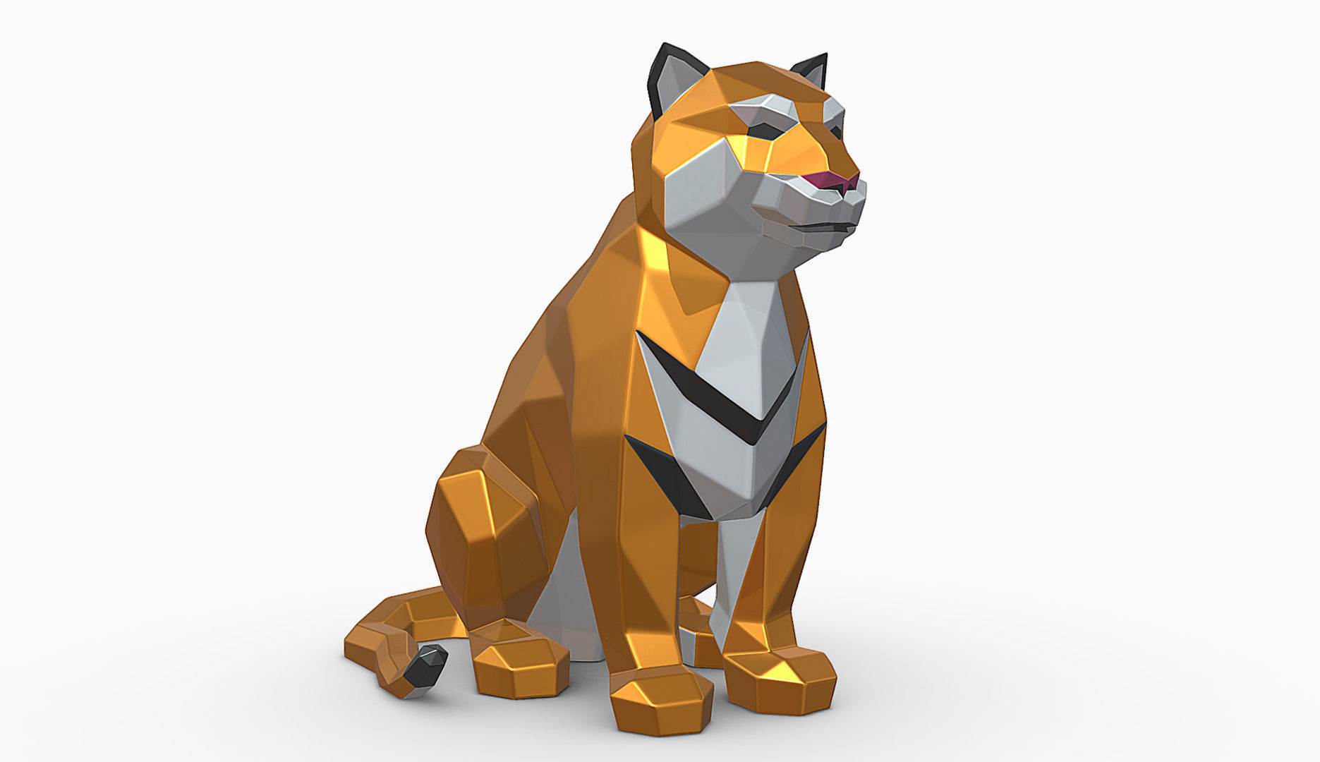 Sitting tiger  3D print model_7