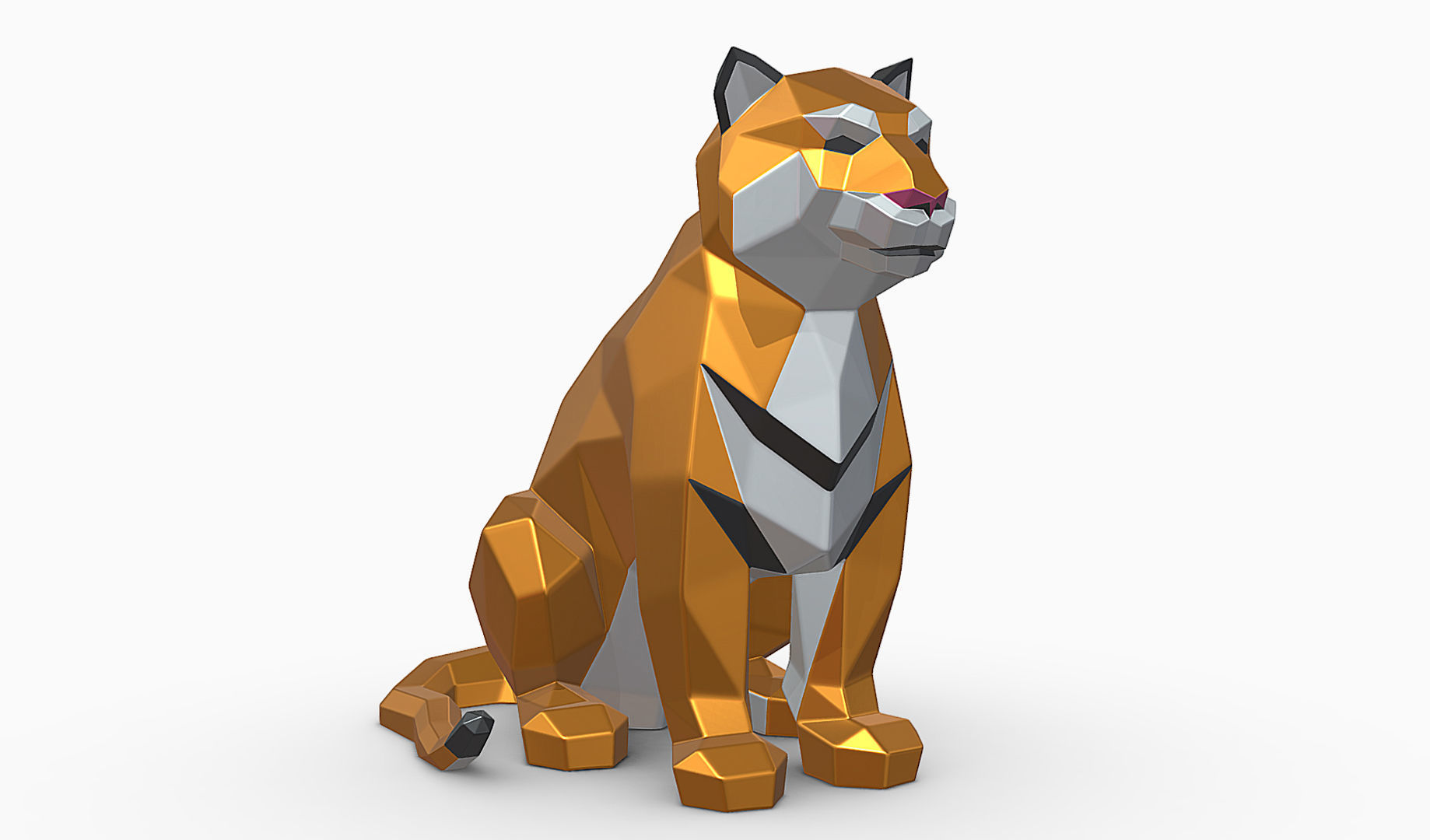 Sitting tiger  3D print model_6