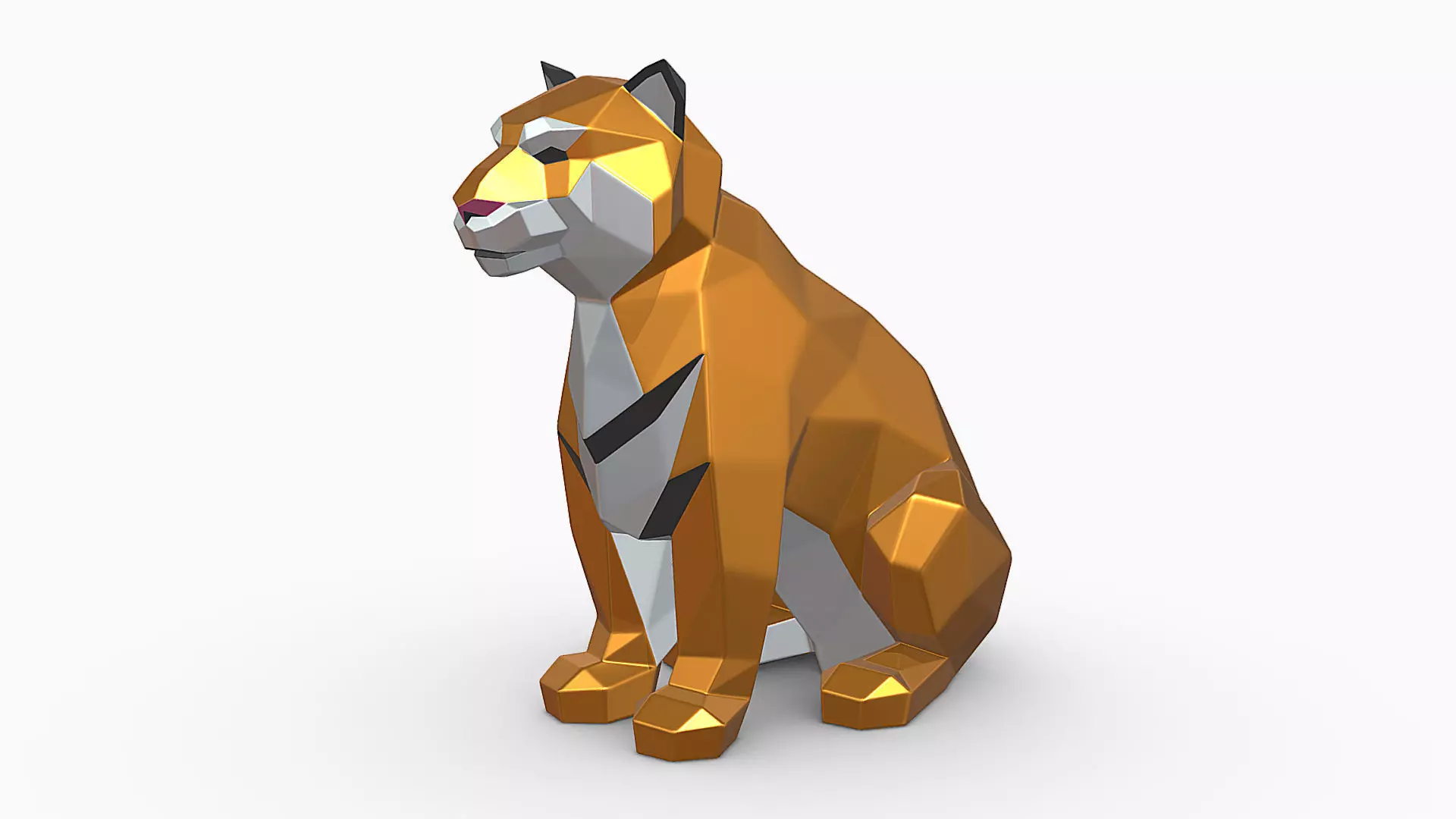 Sitting tiger  3D print model_0