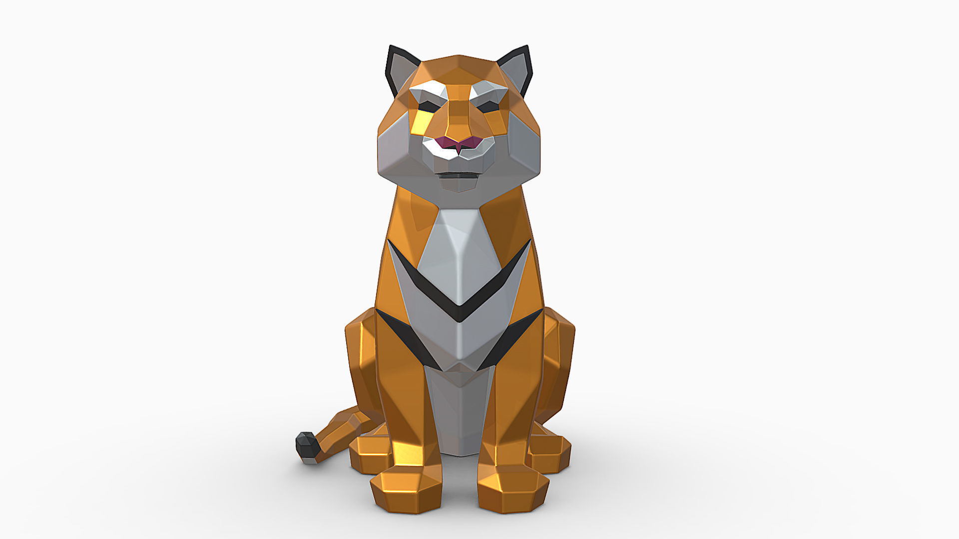 Sitting tiger  3D print model_8