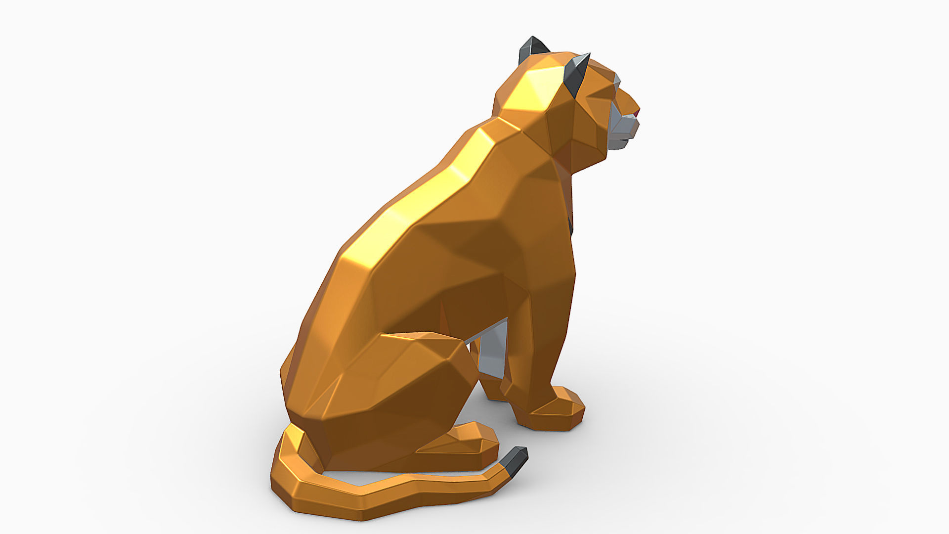 Sitting tiger  3D print model_3