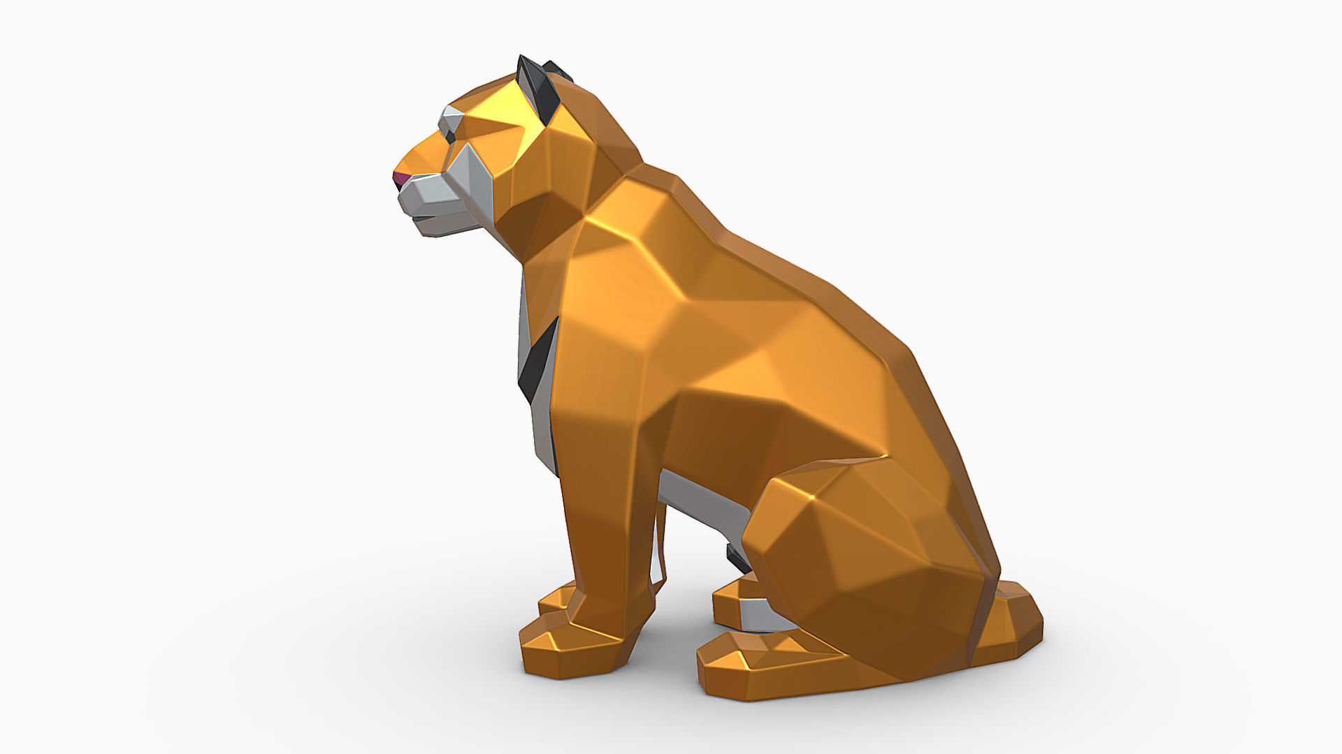 Sitting tiger  3D print model_1