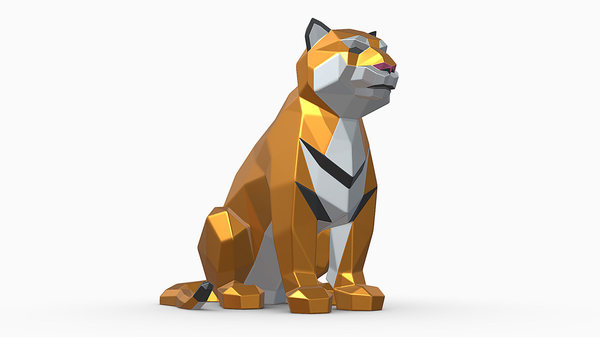 Sitting tiger  3D print model_5