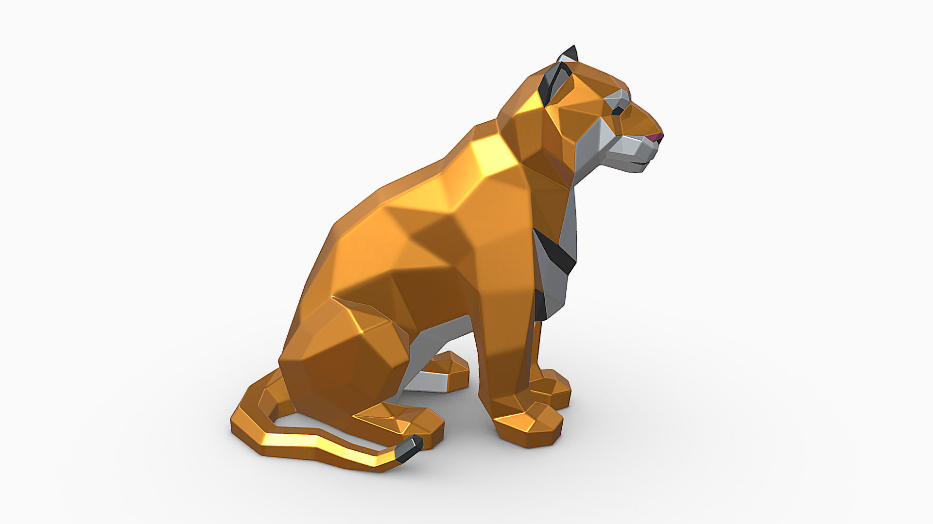 Sitting tiger  3D print model_4