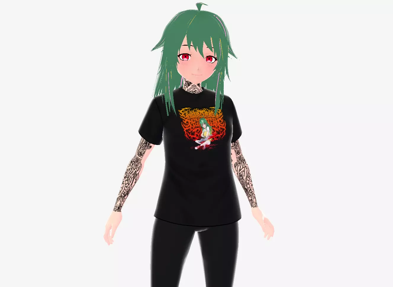 Tattoo Girl for VRCHAT and for VTUBING Low-poly 3D model