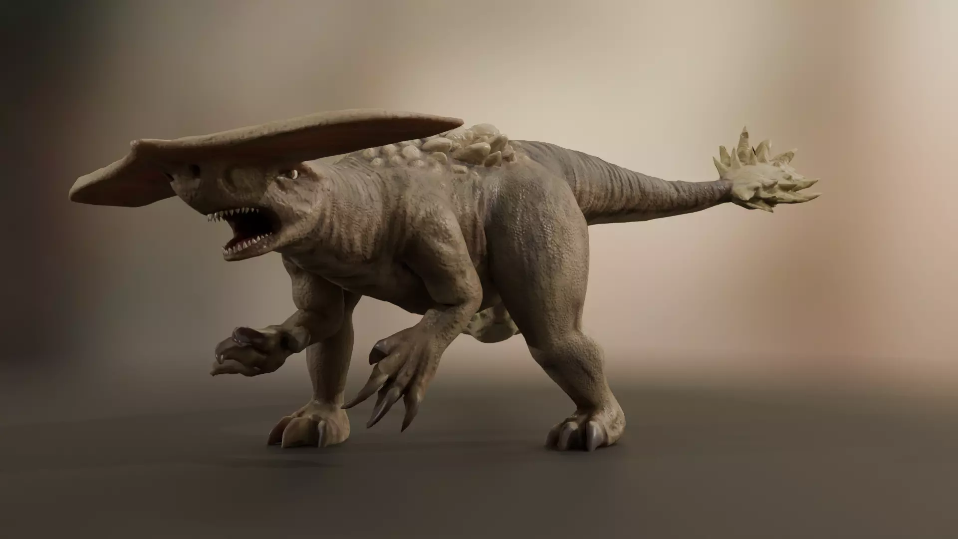 FlatHead mutant alien Low-poly 3D model_0