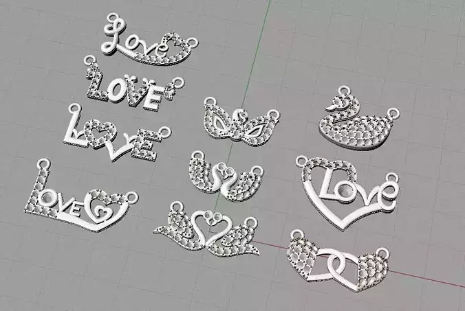 love pendent 3D print model