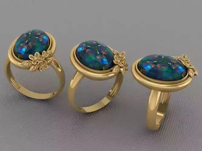 Filigree Opal Gold Ring