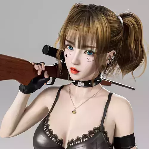 A sexy girl with a gun