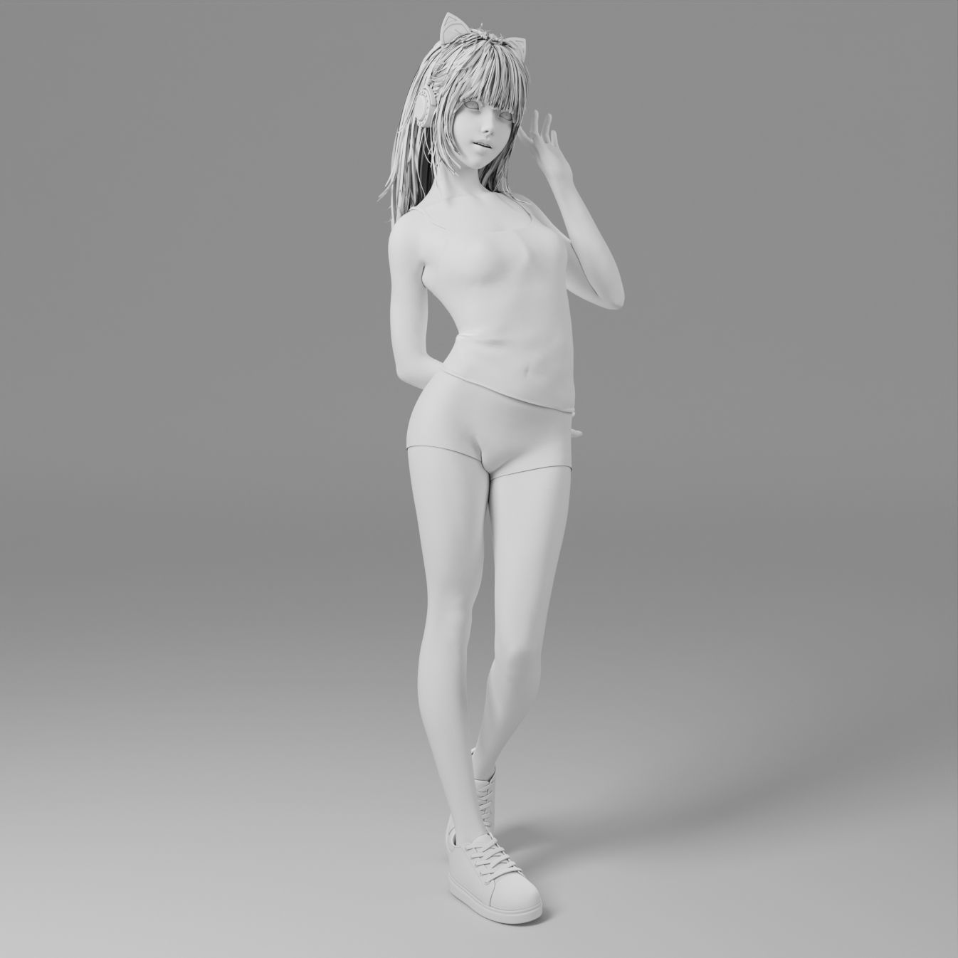 a lovely girl with a greet 3D model_8