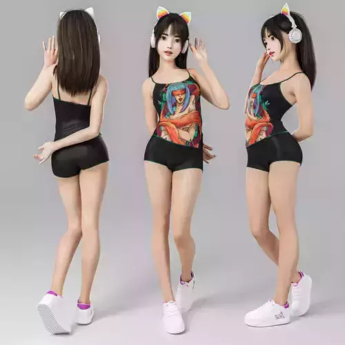 a lovely girl with a greet 3D model