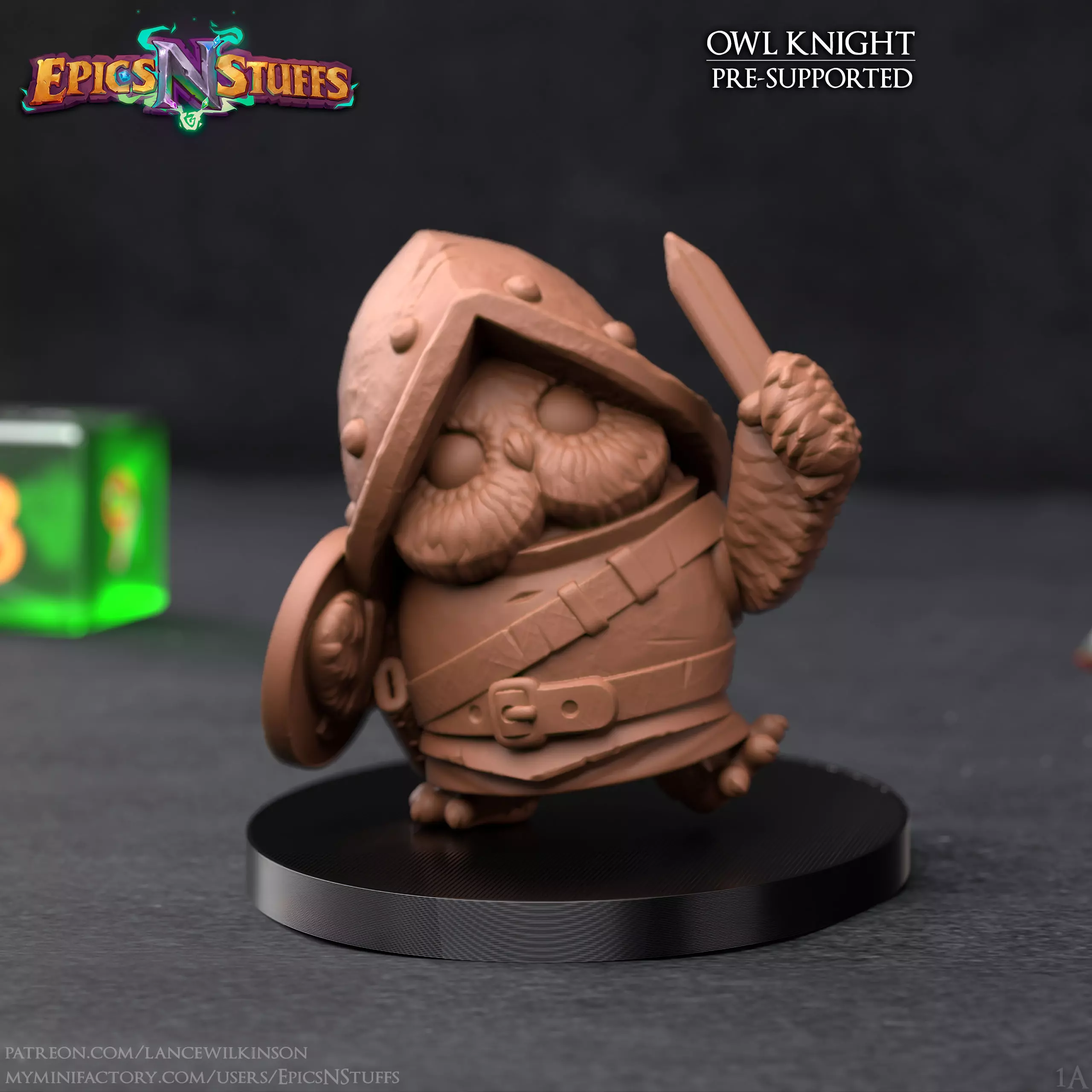 Owlkin Knight 1A Miniature - Pre-Supported 3D print model