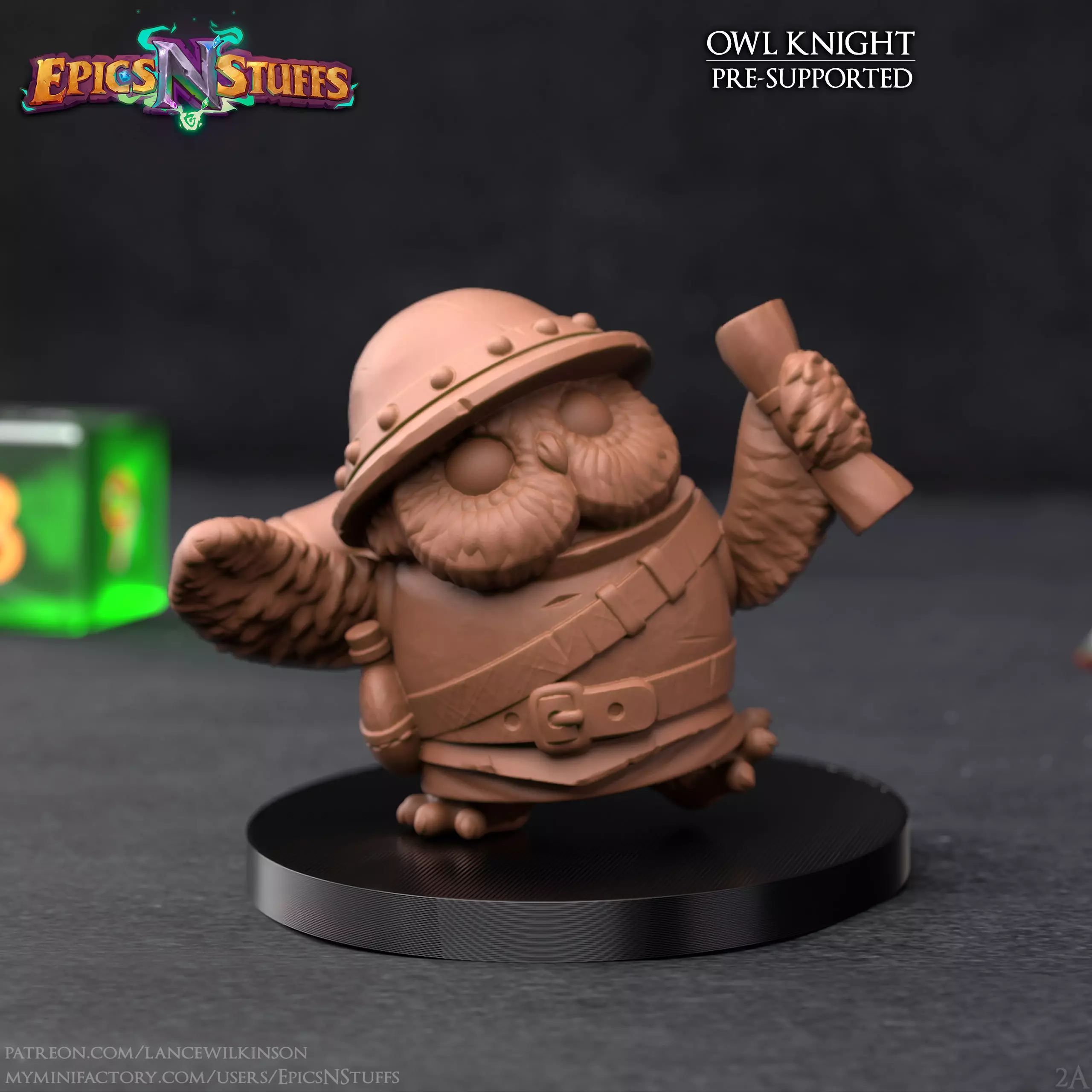 Owlkin Knight 2A Miniature - Pre-Supported Free 3D print model