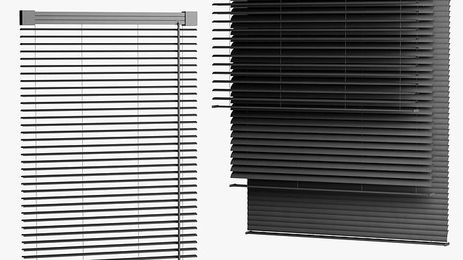 Black PVC Blinds 45x150cm 3D model