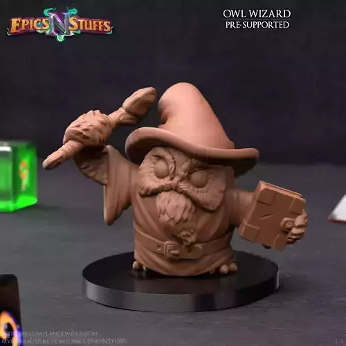 Owlkin Wizard 1A Miniature - Pre-Supported