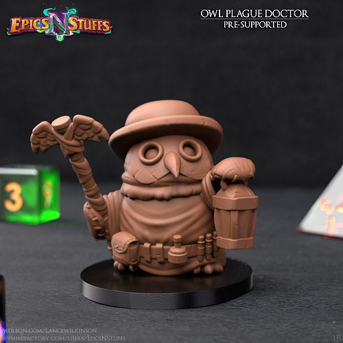 Owlkin Plague Doctor Miniature - Pre-Supported 3D print model