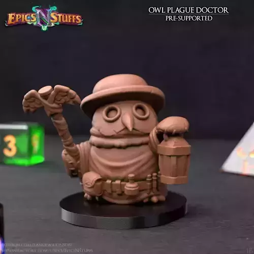 Owlkin Plague Doctor Miniature - Pre-Supported